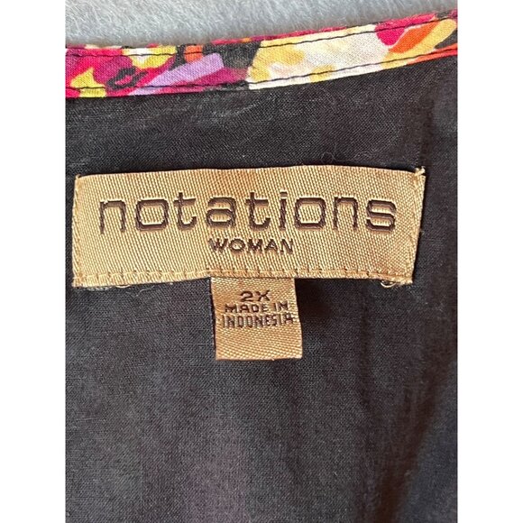 Notations Womens Sleeveles Dress 2X Empire Multicolor Print Lined Cotton Blend - Picture 4 of 9